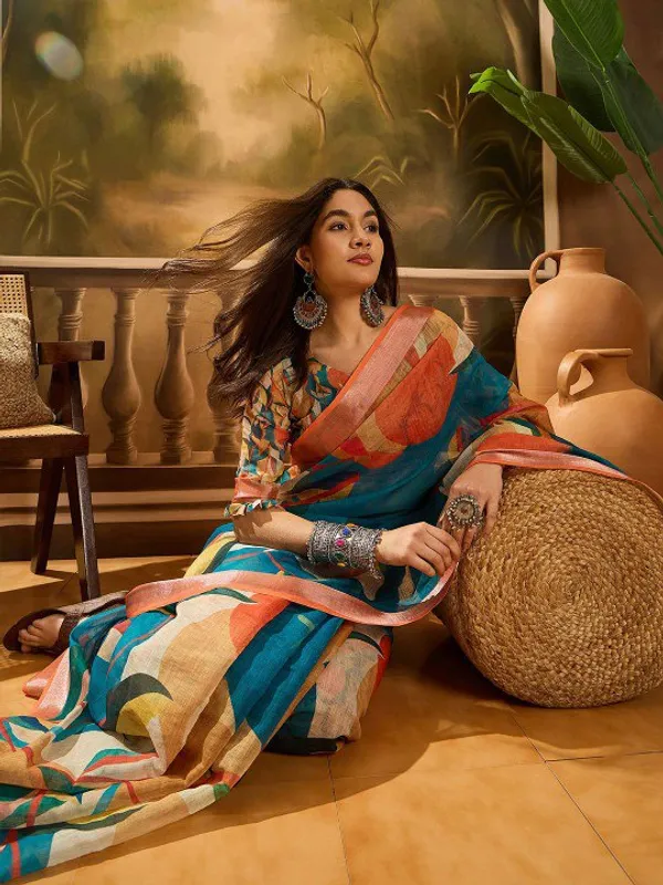 Multicolor_Painterly_Abstract_Digital_Print_Linen_Cotton_Saree_For_Women