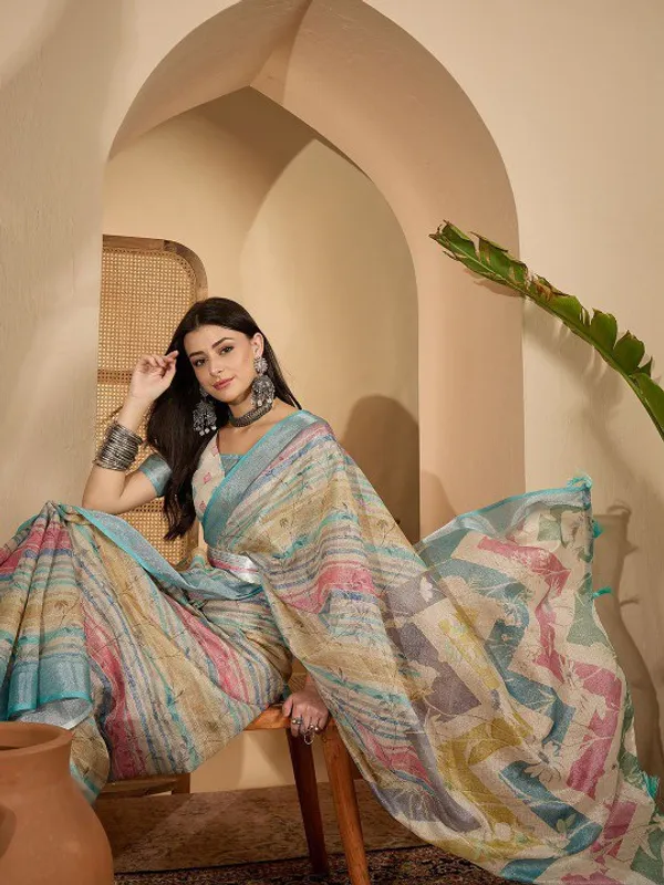 Multicolor_Earthy_Abstract_Digital_Print_Linen_Cotton_Saree_For_Women