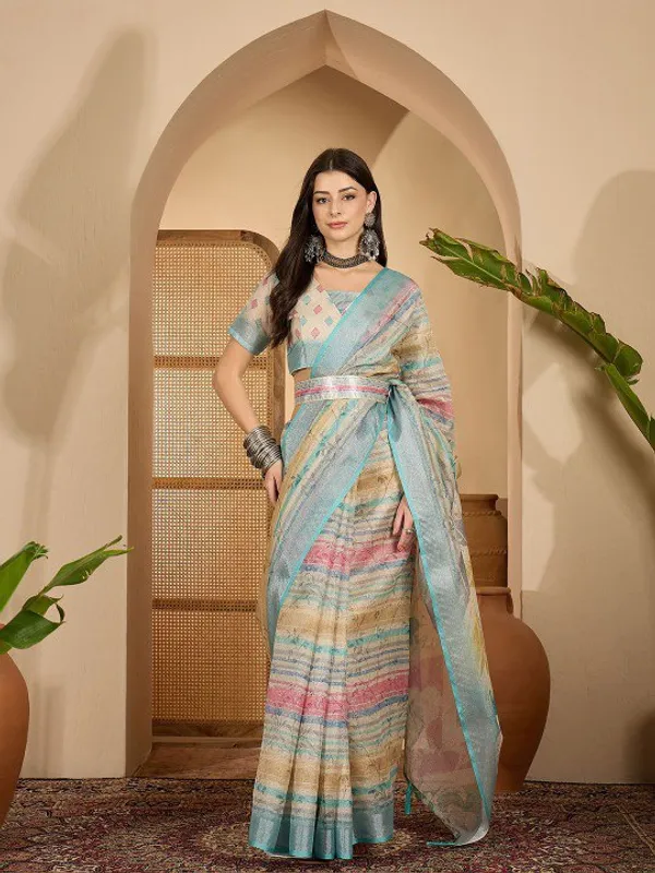 Multicolor_Earthy_Abstract_Digital_Print_Linen_Cotton_Saree_For_Women