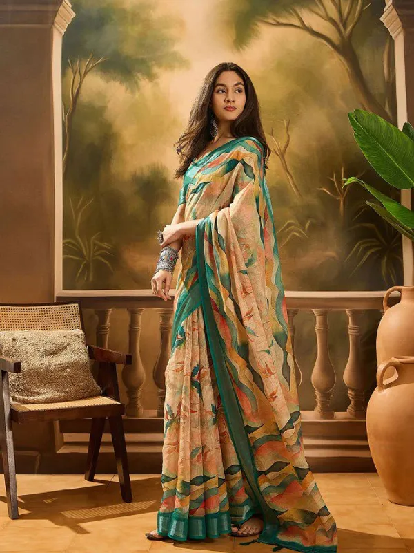 Multicolor_Beige_Abstract_Wave_Linen_Cotton_Saree_For_Women