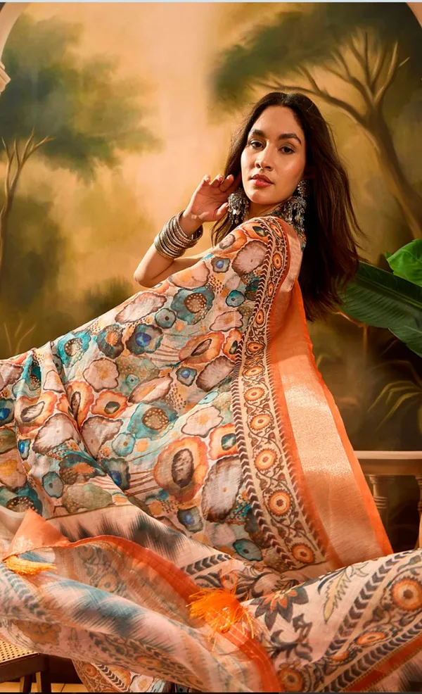 Multicolor_Linen_Cotton_Maldives_Mist_Saree_For_Women