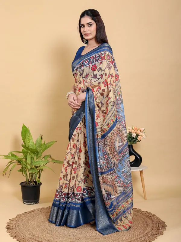 Multicolor_Artistic_Linen_Cotton_Saree_For_Women