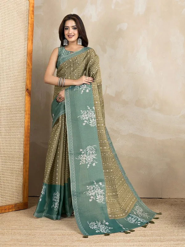 Multicolor_Olive_Green_Ethnic_Printed_Erode_Anmol_Silk_Saree_For_Women