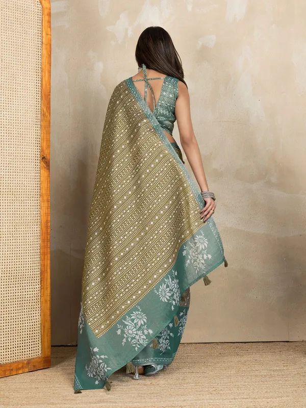 Multicolor_Olive_Green_Ethnic_Printed_Erode_Anmol_Silk_Saree_For_Women