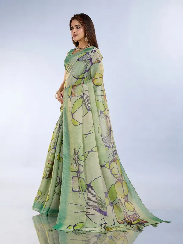 Light_Green_Abstract_Printed_Saree_For_Women