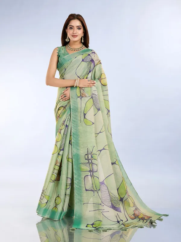 Light_Green_Abstract_Printed_Saree_For_Women