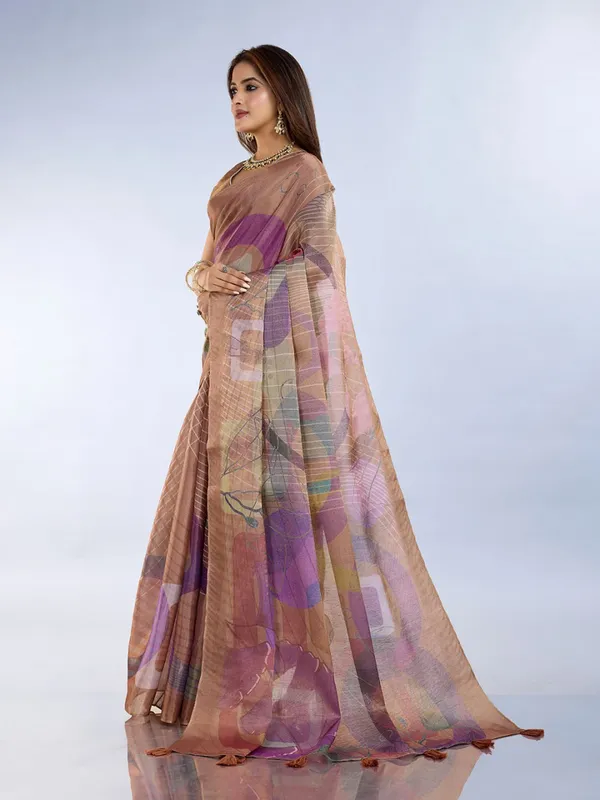 Brown_Abstract_Printed_Saree_For_Women