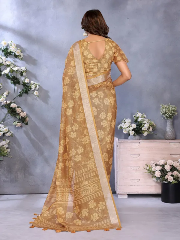 Golden_Floral_Woven_Saree_For_Women