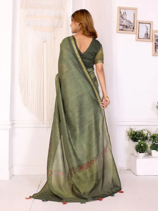 Olive_Green_Chanderi_Woven_Design_Saree_For_Women
