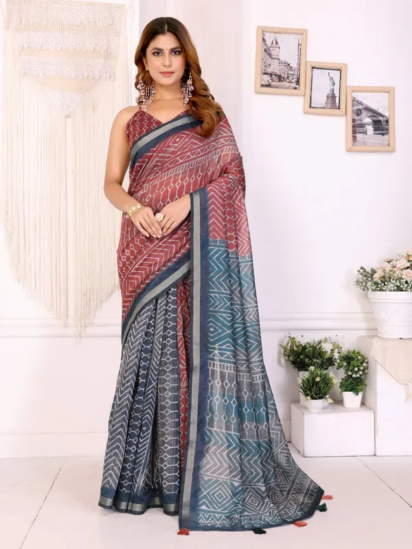 Multicolor_Geometric_Printed_Chanderi_Saree_For_Women