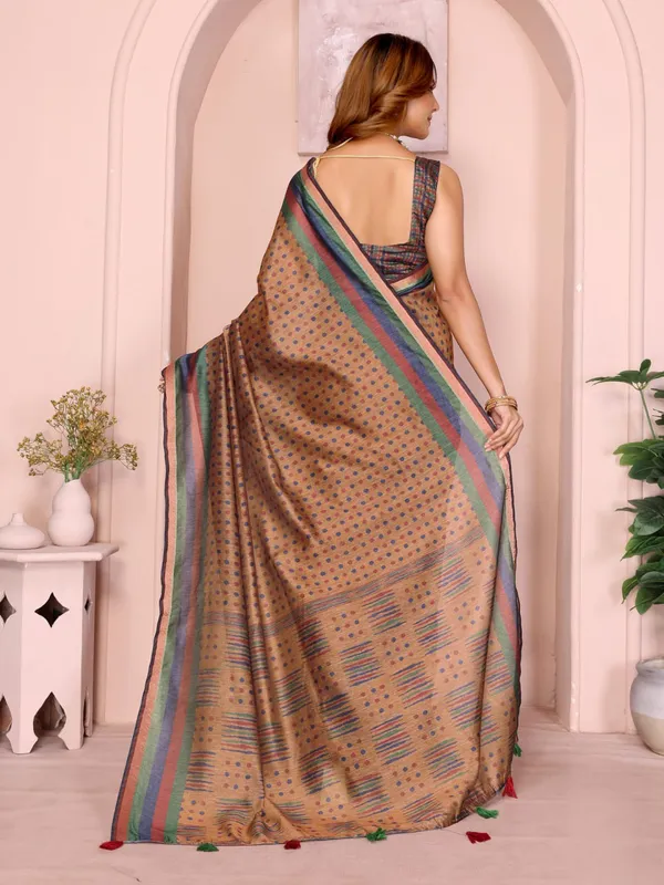 Multicolor_Mustard_Brown_Geometric_Black_Chanderi_Saree_For_Women