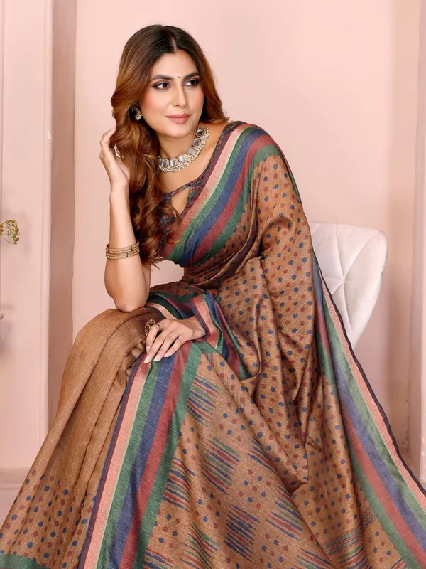 Multicolor_Mustard_Brown_Geometric_Black_Chanderi_Saree_For_Women