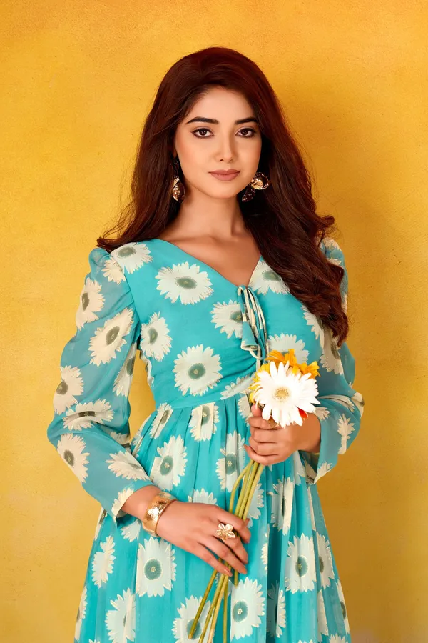Sky_Blue_Floral_Printed_Weightless_Marble_Frock_Foil_Work_Ethnic_Wear_Stitched_For_Women
