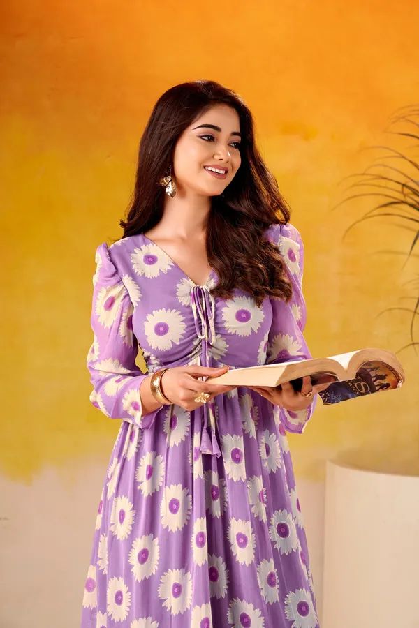 Purple_Floral_Printed_Weightless_Marble_Frock_Foil_Work_Ethnic_Wear_Stitched_For_Women