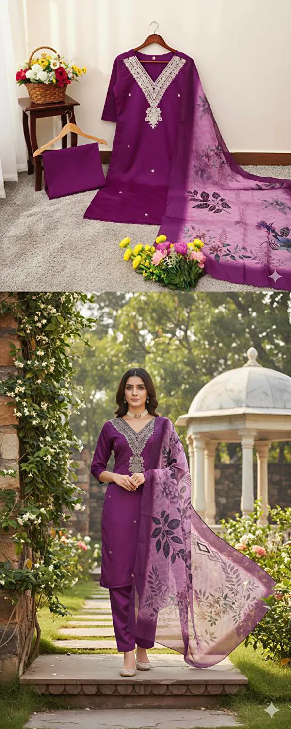 Multicolor_Elegant_Roman_Silk_Embroidery_Kurti_Pant_Set_Digital_Print_Dupatta_For_Women
