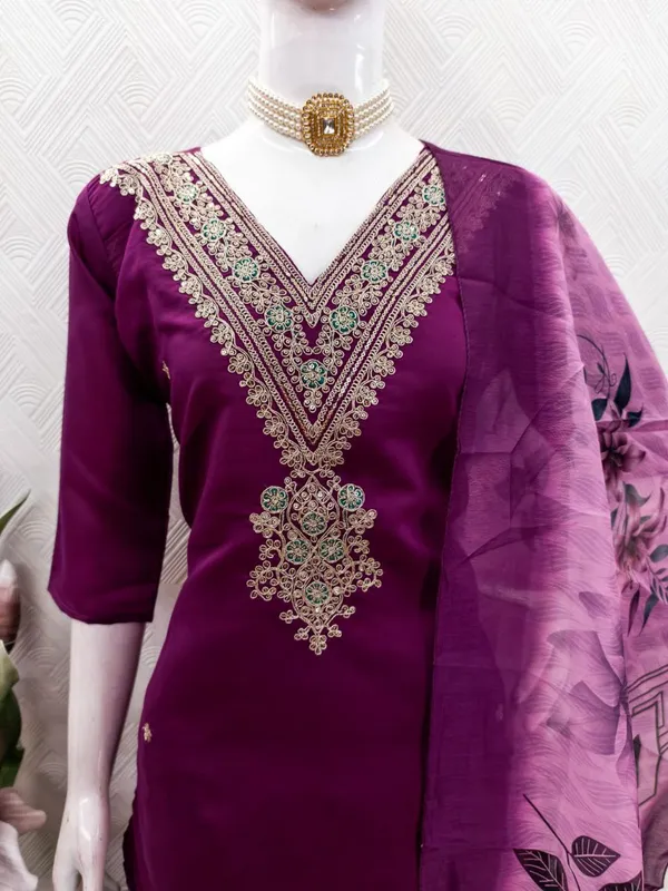 Multicolor_Elegant_Roman_Silk_Embroidery_Kurti_Pant_Set_Digital_Print_Dupatta_For_Women
