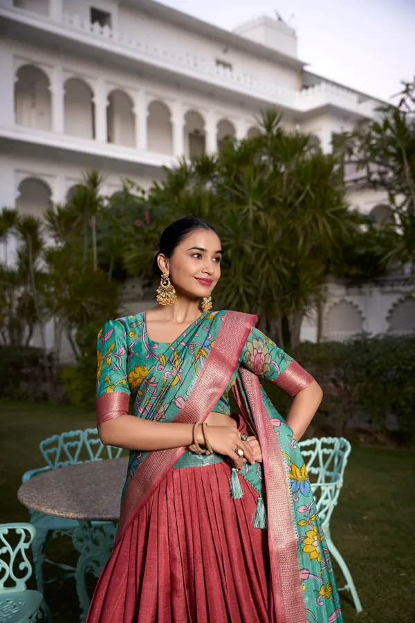 Multicolor_Designer_Tussar_Jacquard_Border_And_Gota_Patti_Dupatta_Silk_Lehenga_Set_For_Women
