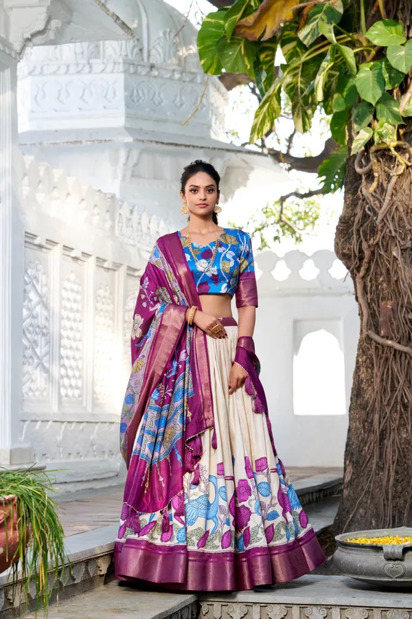 Multicolor_Presenting_A_Perfectly_Blended_Tussar_Silk_Lehenga_For_Women