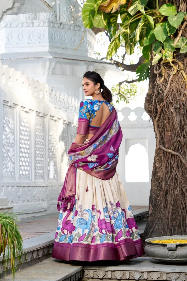 Multicolor_Presenting_A_Perfectly_Blended_Tussar_Silk_Lehenga_For_Women