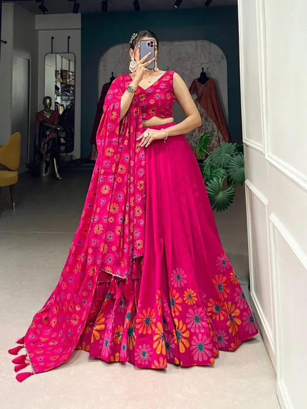 Multicolor_Festive_Mirror_Collection_Tussar_Silk_Lehenga_Choli_Tassel_Dupatta_For_Women