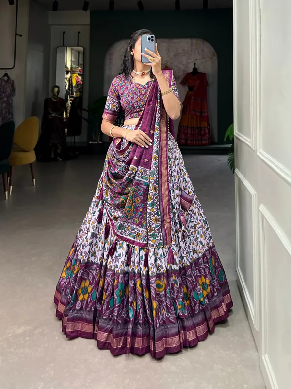 Multicolor_Contemporary_Yet_Classic_Be_The_Center_Of_Attention_This_Tussar_Silk_Lehenga_For_Women