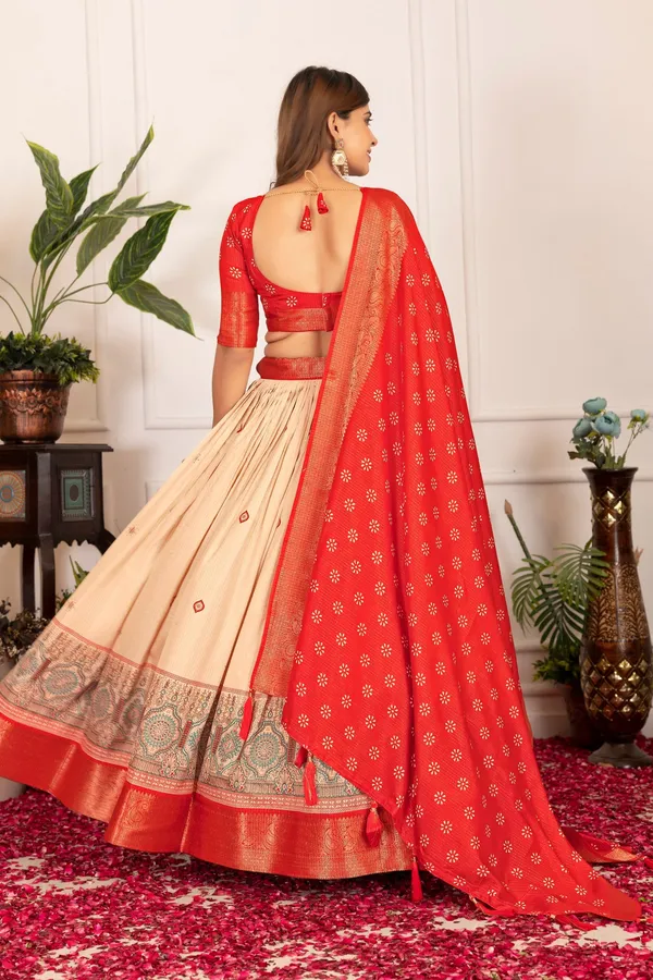 Multicolor_Presenting_A_Perfectly_Blended_Tussar_Silk_Lehenga_For_Women