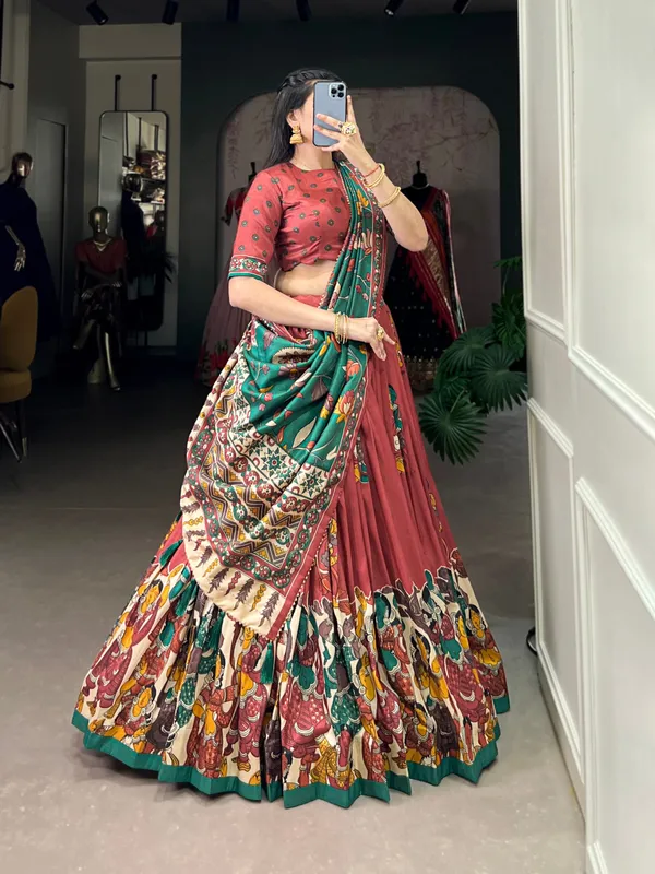 Multicolor_An_Exquisite_Tussar_Silk_Set_Perfect_Floral_And_Patola_Print_Design_To_Make_You_Feel_Utterly__Lehenga_For_Women