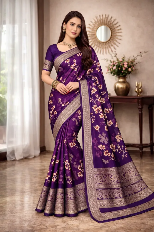 Purple_Designer_Freehand_Dola_Silk_Saree_For_Women