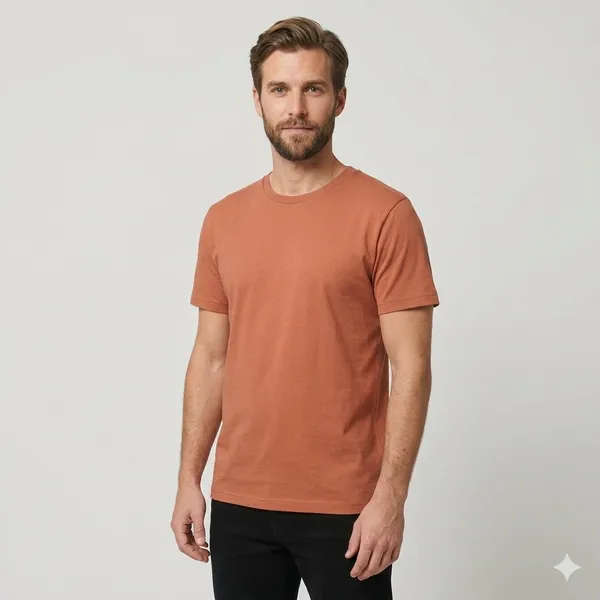 Solid_Coral_Orange_Cotton_T-Shirt_For_Men