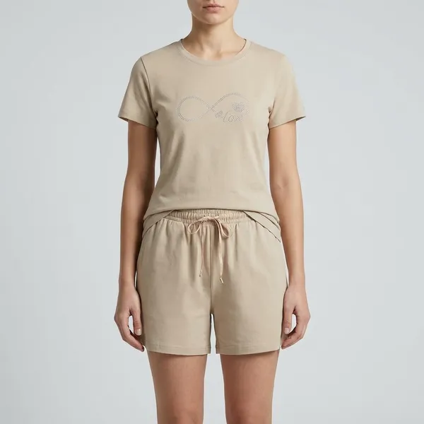 Beige_Casual__Co-Ord_Set__(T-Shirt_And_Shorts_)