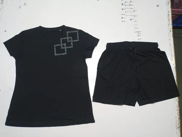 Black_Athleisure_Co-Ord_Set_-_Women'S_Casual_T-Shirt_And_Shorts_Combo