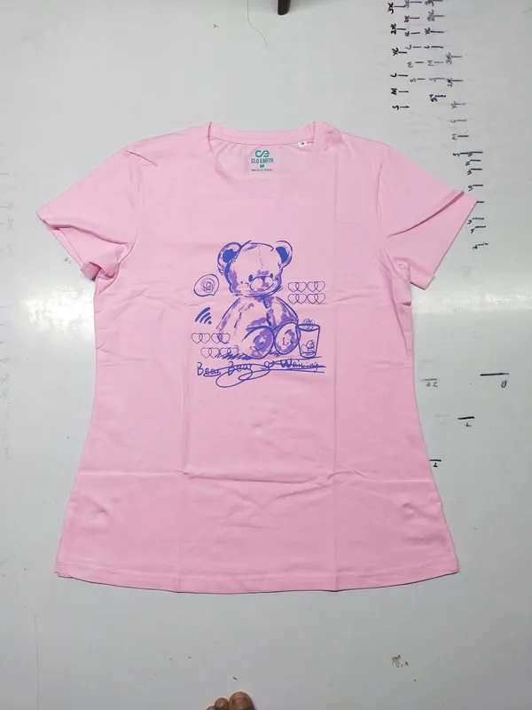 Pink_Graphic_Print_Teddy_Bear_T-Shirt_For_Women