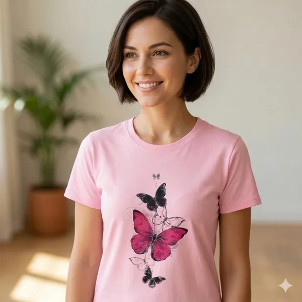 Pink_Butterfly_Print_Women_T-Shirt