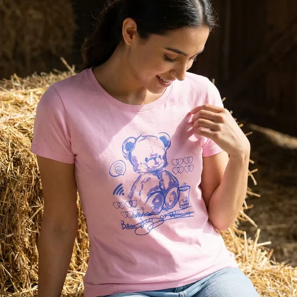 Pink_Graphic_Print_Teddy_Bear_T-Shirt_For_Women
