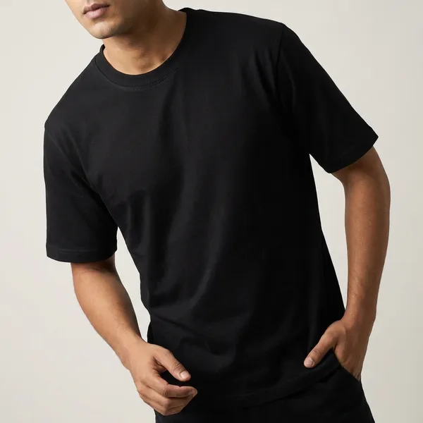 Unisex_Plain_Black_Cotton_Oversized_T-Shirt