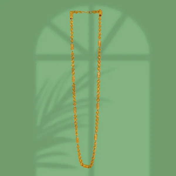 Gold_Toned_Rope_Chain_Necklace_With_Barrel_Bead_Accents_For_Men.