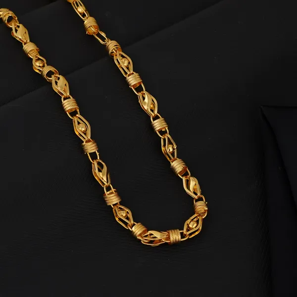 Traditional_Gold_Toned_Barrel_Chain_Necklace_For_Men.