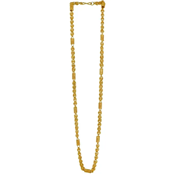 Gold_Toned_Rope_Chain_Necklace_With_Barrel_Bead_Accents_For_Men.