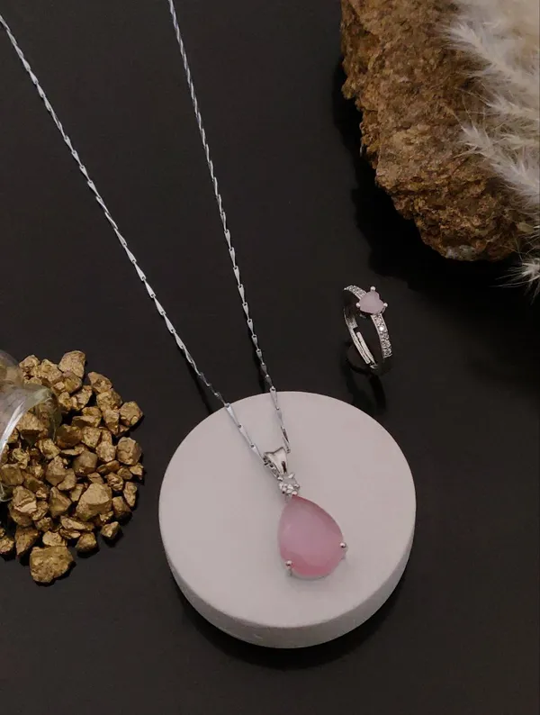 Elegant_Pink_Gemstone_Pendant_Necklace_With_Matching_Ring_Set_Pack_Of_2