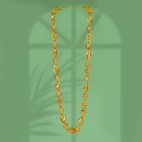 Traditional_Gold_Toned_Barrel_Chain_Necklace_For_Men.