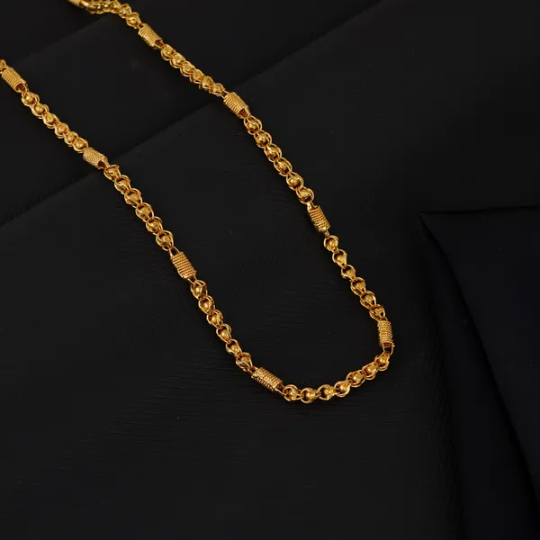 Gold_Toned_Rope_Chain_Necklace_With_Barrel_Bead_Accents_For_Men.
