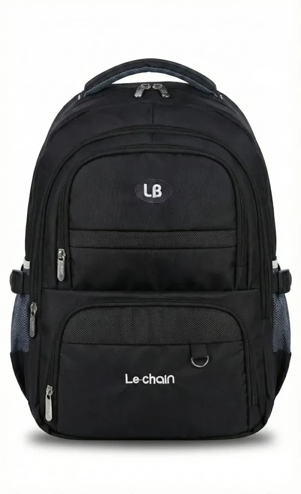 Black_Polyester_Bag_Front_Two_Pocket_Laptop_Backpack_38_L_For_Boys_And_Girls