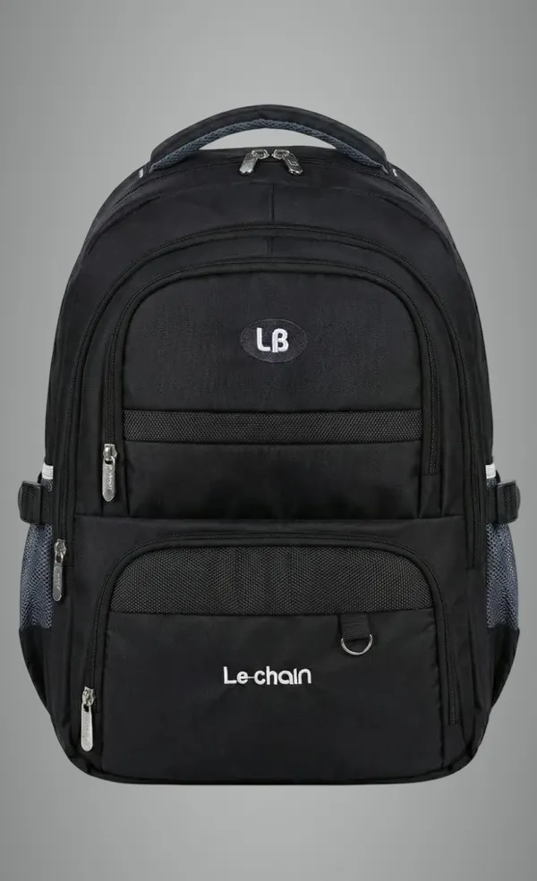 Black_Polyester_Bag_Front_Two_Pocket_Laptop_Backpack_38_L_For_Boys_And_Girls