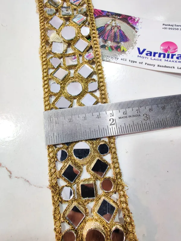 Gold_And_White_Cotton_Premium_Stone_And_Mirror_Border_For_Women