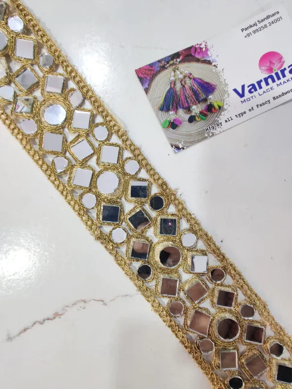 Gold_And_White_Cotton_Premium_Stone_And_Mirror_Border_For_Women