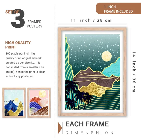 ARTELLY_Modern_Art_Framed_Wall_Paintings_For_Wall/Home_Decoration_Living_Room_Bedroom_Frames_For_Office_Hotel_Cafe_Wall_Decor_Big_Size_Decorative_Artwork_items,_Set_of_3_(11inch_x_14inch,_Boho_8)