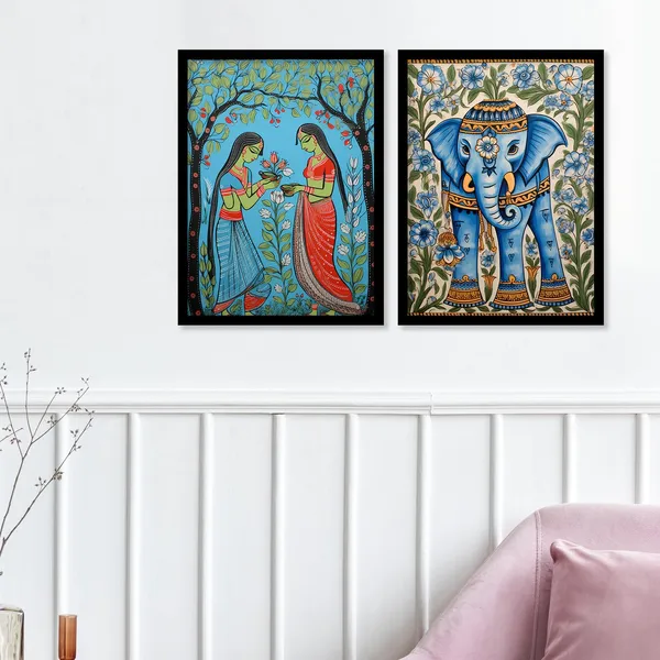 ARTELLY_Traditional_Framed_Wall_Art_Paintings_For_Wall_Decoration_-_Madhubani_Art_Painting_For_Living_Room_Bedroom_Office_Hotels_Frames_For_Wall_Decor_(Set_of_2)_(Medium,_ART_1)