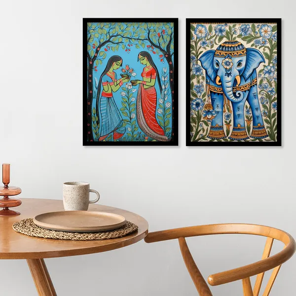 ARTELLY_Traditional_Framed_Wall_Art_Paintings_For_Wall_Decoration_-_Madhubani_Art_Painting_For_Living_Room_Bedroom_Office_Hotels_Frames_For_Wall_Decor_(Set_of_2)_(Medium,_ART_1)