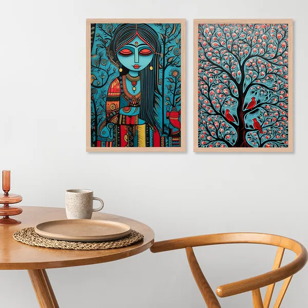 ARTELLY_Madhubani_Wall_Painting_For_Living_Room_Bedroom_Wall_Decor_Frames_-_Painting_for_Wall_Decoration_-_Traditional_Framed_Wall_Art_(Set_of_2)_(Medium,_ART_2)