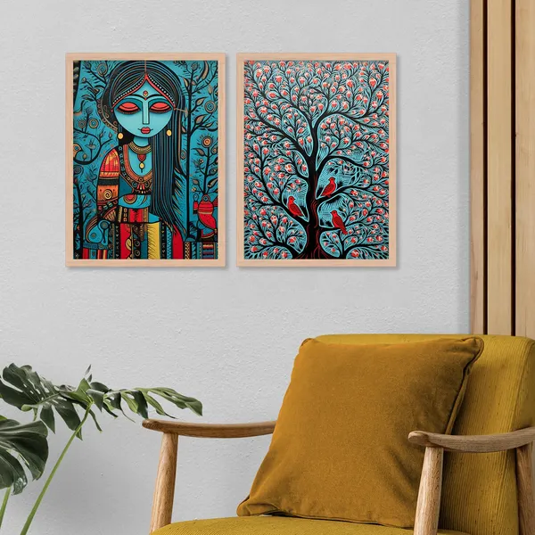 ARTELLY_Madhubani_Wall_Painting_For_Living_Room_Bedroom_Wall_Decor_Frames_-_Painting_for_Wall_Decoration_-_Traditional_Framed_Wall_Art_(Set_of_2)_(Medium,_ART_2)